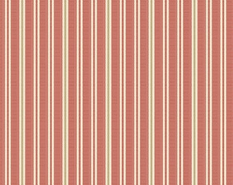 Rare - By The CONTINUOUS HALF YARDS - Little Sweetheart by Edyta Sitar for Andover #8835-R Ring Bearer Cream/Green Stripe on Raspberry Red