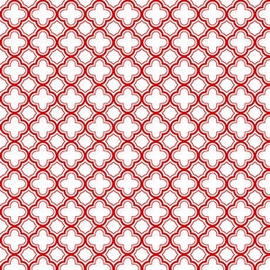 By The Continuous HALF YARD - Sorbets by Quilting Treasures, #23688-R Geo Red, Tonal Red Quatrefoil Design on White, Lattice Print, Blender