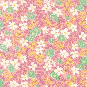 RARE - By The Continuous HALF YARD - 30&#39;s Playtime 2015 by Chloe&#39;s Closet for Moda, #33040-20 Pastel Blossom Betty’s on Pink, 1930’s