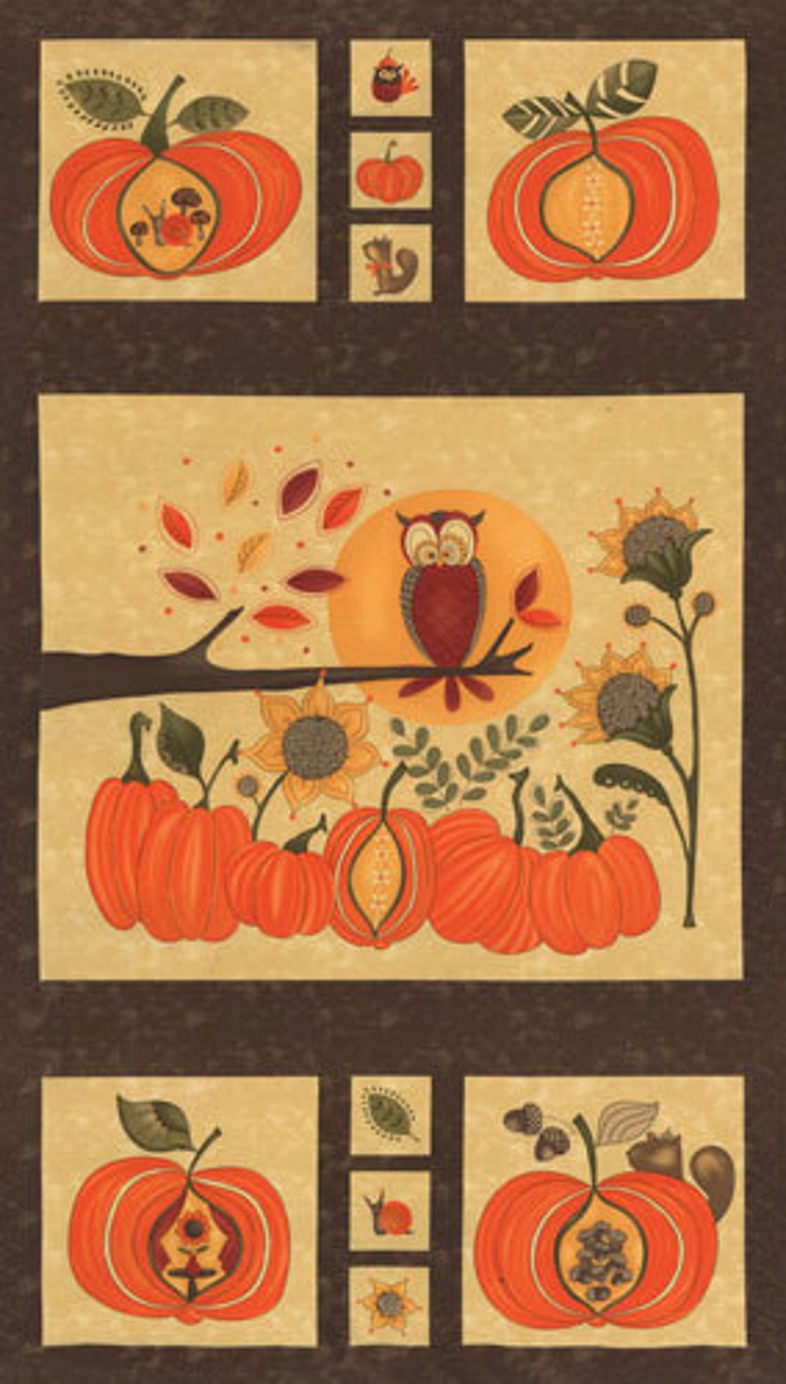 RARE - PANEL - Hello Fall by Sandy Gervais for Moda #17780-13, Orange ...