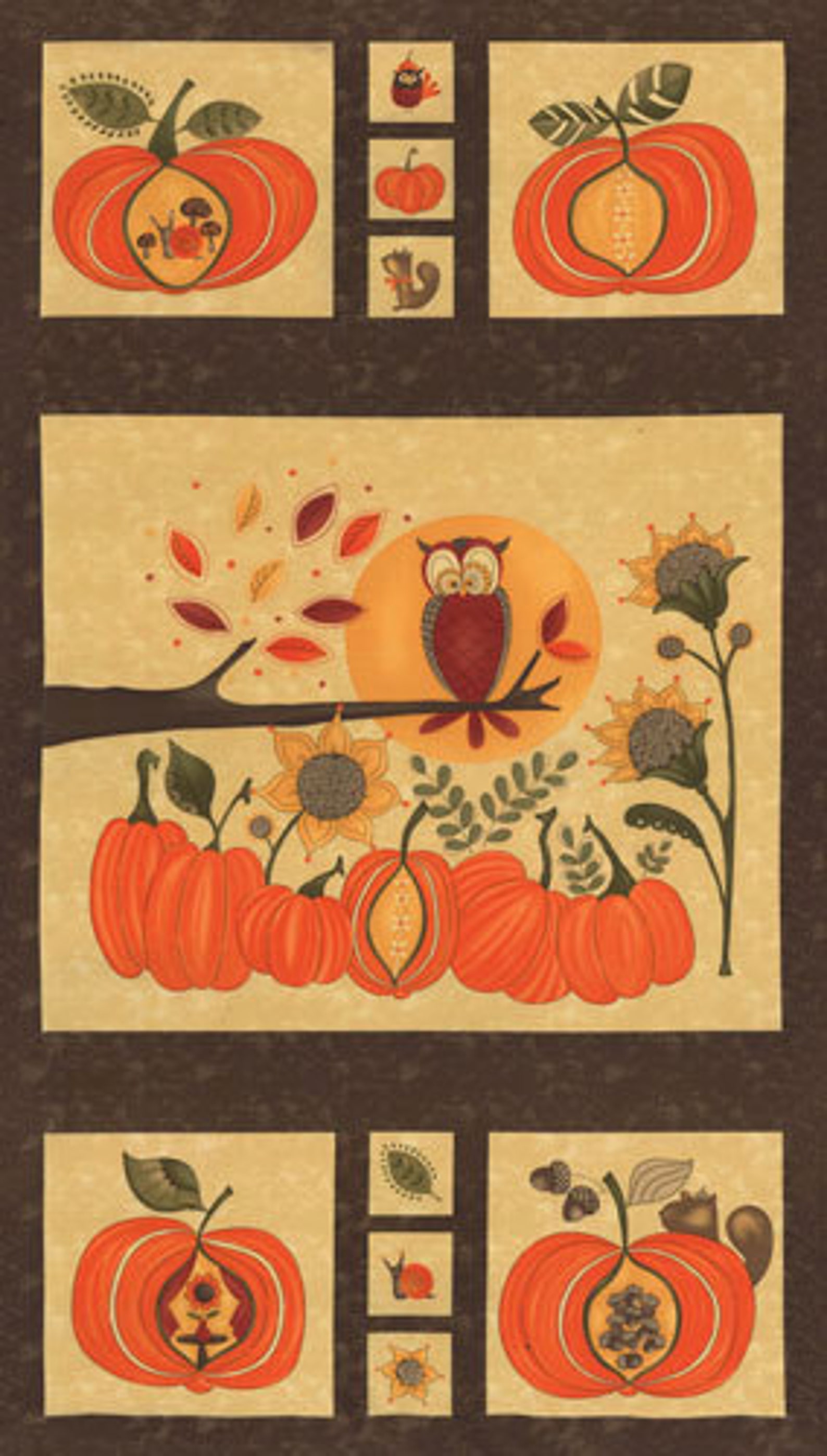 RARE - PANEL - Hello Fall by Sandy Gervais for Moda #17780-13, Orange ...