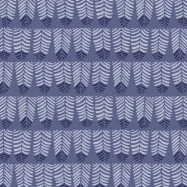 RARE - By the Continuous HALF YARDS - Trail Mix by Rae Ritchie for Dear Stella Fabrics, Pattern #SSRR600 Rows of Feathers on Peacock Blue