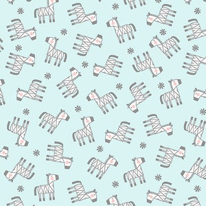 Przez The Continuous HALF YARDS - Snuggle in the Jungle FLANNEL autorstwa Jessiki Flick dla Benartex, #10444F-80 Rzucane małe zebry na turkusowym