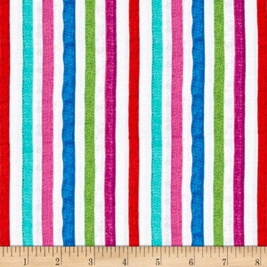 By The HALF YARD - Sweet Season by Debra Jordan Bryan for Quilting Treasures, #24509-X Multi Stripe, Red, Aqua, Blue, Pink, Purple & White