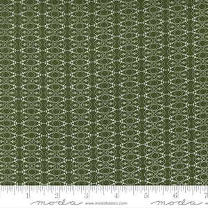 RARE - By The Continuous HALF YARDS - Corteccia di menta piperita di BasicGrey per Moda, #30697-25 Sprinkles, Ellisse geometrica punteggiata su verde pino