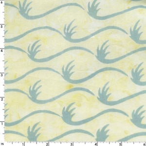 By The HALF YARD - Kahuna Batiks by Fresh Water Designs for E.E. Schenck, Pattern #KAH02-003 Off White, Blue Ocean Waves on a Beach or Sea