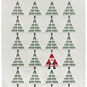 58”X70” QUILT & 16”X48” TABLE RUNNER - Basic Bella kit by Primitive Gatherings, Santa In The Pines, Exclusive Pattern only Available in Kit