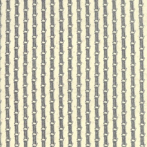 Op de afbeelding: Een naadloos patroon van zwarte en witte verticale strepen met een herhalend ontwerp van een gestileerde rol.