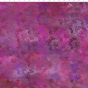 Puede incluir: Un patrón de tejido sin costuras con un diseño floral rosa y morado. Las flores son estilizadas y tienen un aspecto vintage. El fondo es un lavado suave de rosa y morado, como una acuarela.