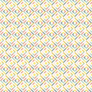 RARE- By The Continuous HALF YARD - Fresh Meadow by Melissa Lowry for Clothworks #Y2907-1 Multi Colored Kaleidoscope Trellis on Creamy White