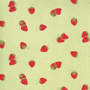RARE - By The Continuous HALF YARD - Sunday Stroll by Bonnie and Camille for Moda Fabrics, Pattern #55223-15 Green Strawberry Patch