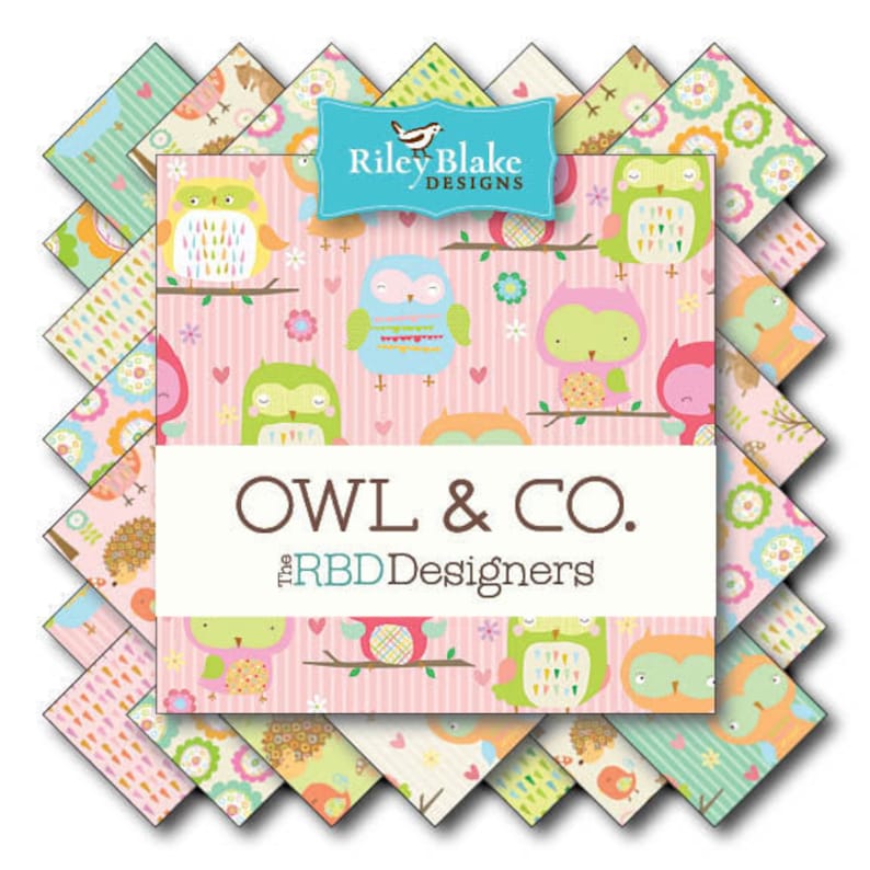 Hearts and Flowers Owl /& Company by RBD for Riley Blake Owls Pattern #F4940 Main Pink Stripe FLANNEL Rare By The Continuous HALF Yard