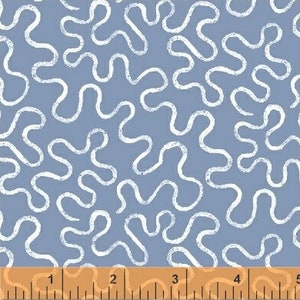 RZADKIE - The Continuous HALF YARD - Blue Byrd firmy Williamsburg dla Windham Fabrics, # 51429-3 Biały wzór puzzli na niebieskim tle Wedgewood