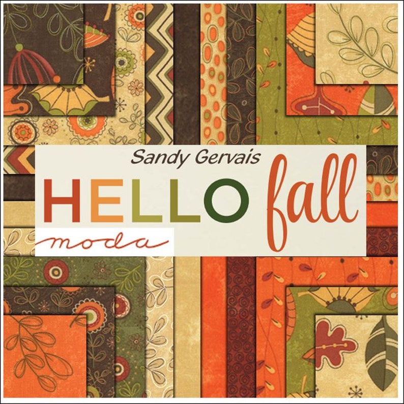 RARE - PANEL - Hello Fall by Sandy Gervais for Moda #17780-13, Orange ...