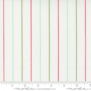 Rare - 34&quot; REMNANT - Merry Little Christmas by Bonnie and Camille for Moda, #55244-19 Colorful Holiday Stripe on Cream