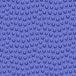 May include: A seamless pattern of white outlined crescent moons on a solid blue background.