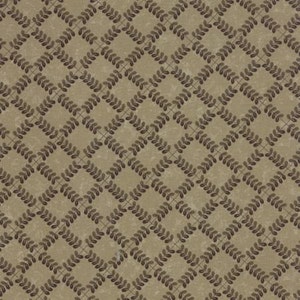 By The Continuous HALF YARD - Rambling Rose by Sandy Gervais for Moda, Pattern #17795-17 Floral Leaves in Dove Tan, Diagonal Floral Grid