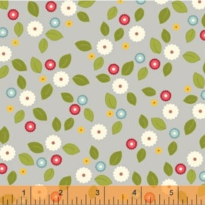 RARE-By The Continuous HALF YARD- Wallflowers por Allison Harris de Cluck, Cluck Sew for Windham, #37101-1 Flores reunidas en gris claro