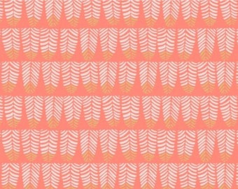 RARE - By the Continuous HALF YARDS - Trail Mix by Rae Ritchie for Dear Stella Fabrics, Pattern #SSRR600 Rows of Feathers on Coral