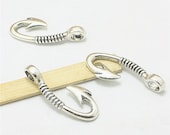 8 Fishing Hook Charms Antique Silver Tone Hook Charms Charm Bracelet Bangle Bracelet Pendants 310