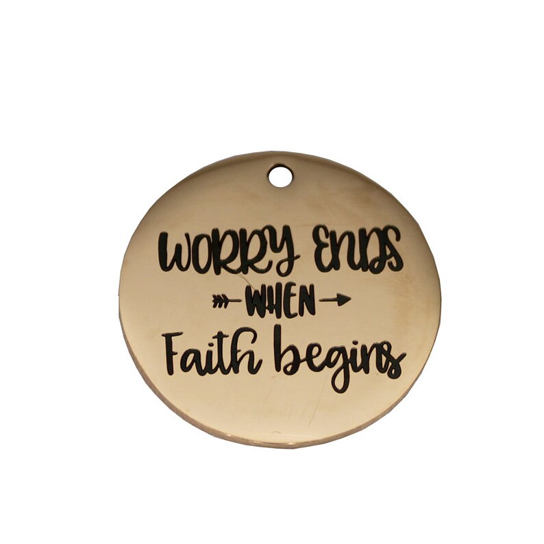 BULK 5 Pcs Worry Ends When Faith Begins Rose Gold Stainless Steel Charm Pendant Religious Charms Faith Love Bible Charms #2443
