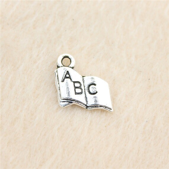 4 I love to read book charms antique silver tone PT81