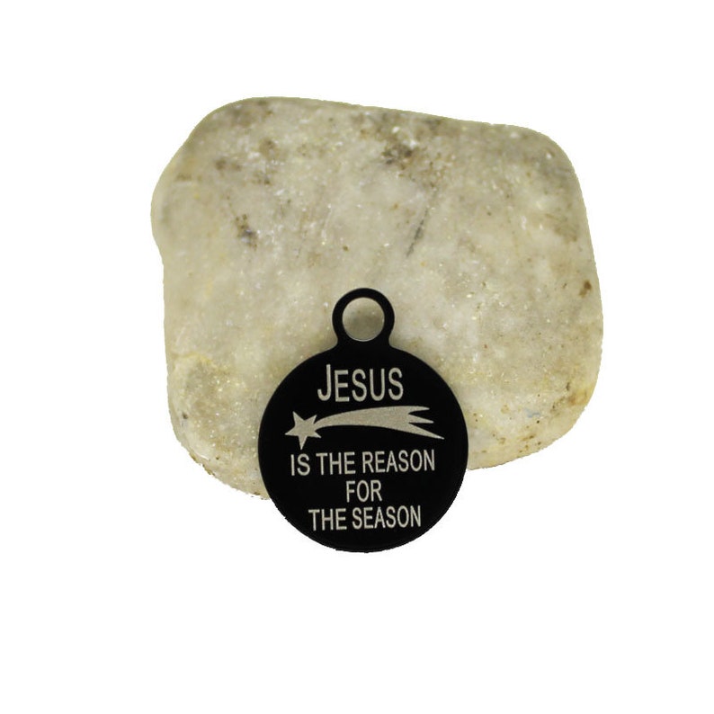 BULK 5 Pcs Jesus Is The Reason For The Season Black Stainless Steel Charm Pendants Christmas Charms #2725