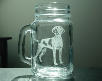 German Shorthaired Pointer Etched Glass, Hunting Dog Gift