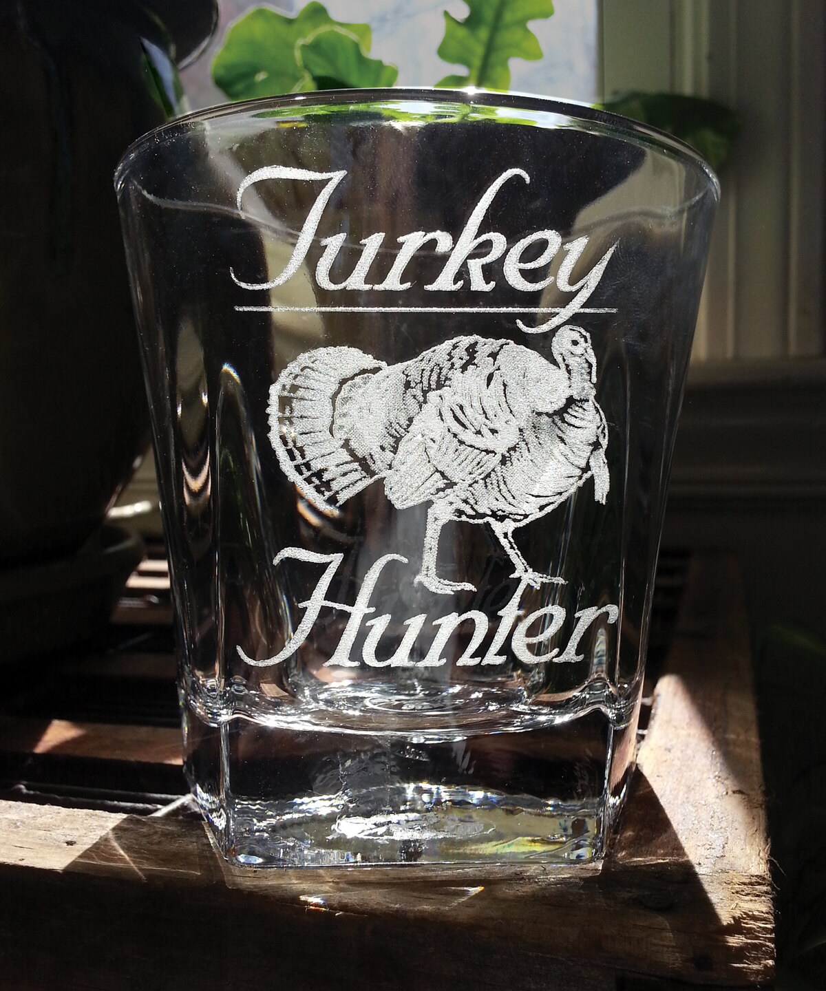 16oz Turkey Time Glass Cup with Bamboo Lid & Straw #100065