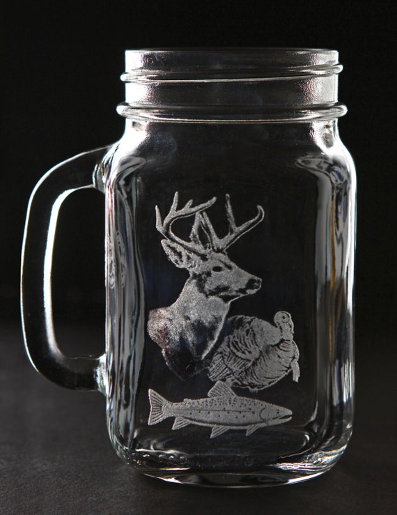 beer mug mens gifts Deer Hunter laser etched glasses hunting camp deer image gifts for hunters