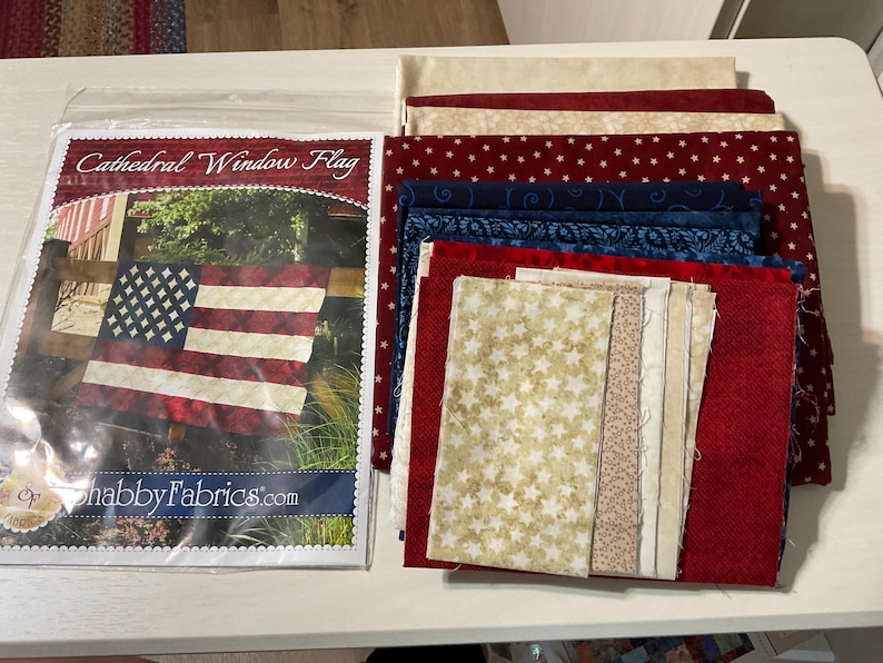 Shabby Fabrics Cathedral Window Flag Pattern and Fabric Kit - Etsy