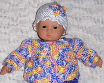 Bitty Baby Clothes, fits American  Girl Bitty Baby- Cardigan Outfit Crochet Pattern-- PDF Download