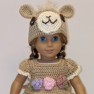 18&quot; doll Crochet Pattern (fits American Girl)- Llama Dress Outfit- PDF download