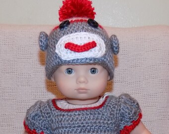 Bitty Baby Clothes, fits American Girl Bitty Baby- Sock Monkey Outfit Crochet Pattern- PDF Download