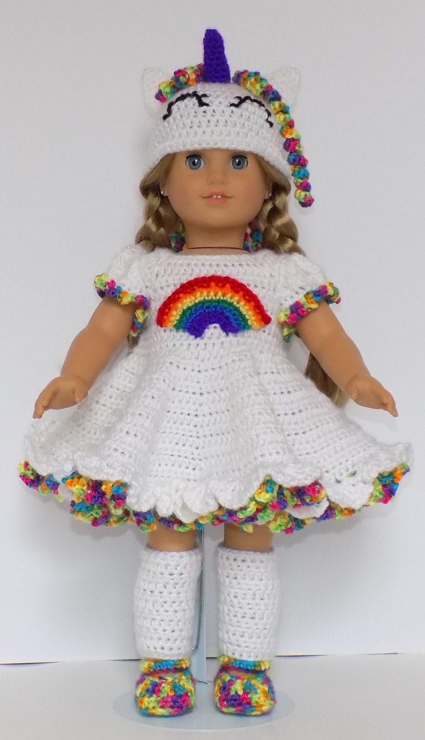 Rainbow Unicorn Doll Dress Outfit Crochet Pattern