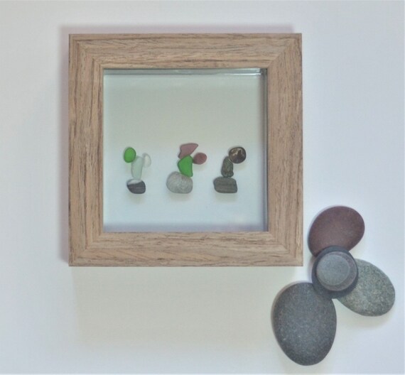 Cactus Art Succulent Plant Artwork Sea Glass And Pebble Floating Botanicals Art Rock And Beach Finds Art Housewarming Or Wedding Gift