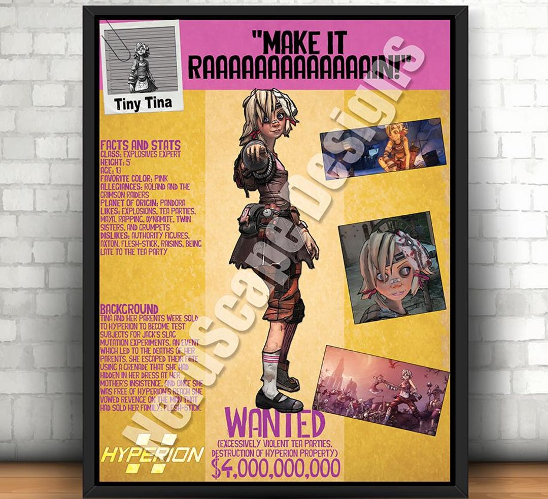 Tiny Tina Wanted Poster | Borderlands Digital Print | Instant Download -  Etsy