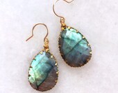 Labradorite Teardrop Earrings, 14Kt Gold Filled,