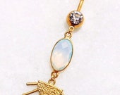 Opalite Sun Belly Button Ring navel ring, navel curve, body jewelry, sunrise, sunset, sun, crescent moon, gold belly ring