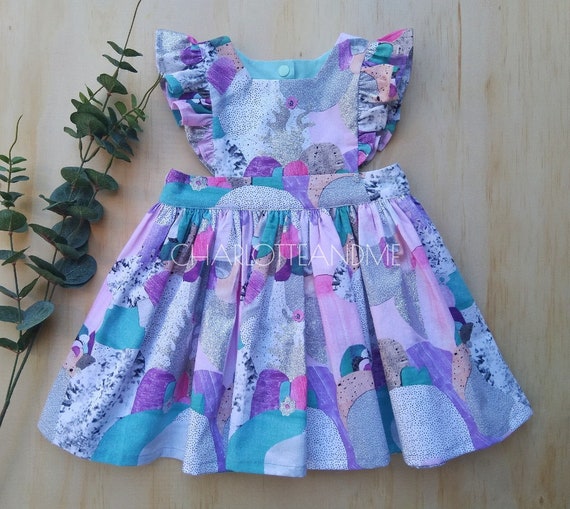 girls purple pinafore