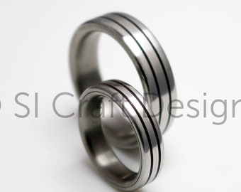 Stainless Steel Ring with paited grooves and titanium sleeve
