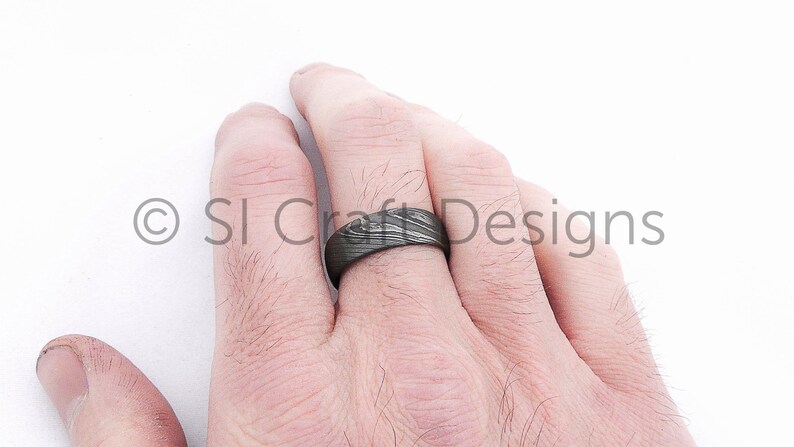 Damascus Ring, Stainless Steel Wedding Band. Handmade Mens Womens Unisex Custom Handmade Ring from Scotland, UK by SI Craft Designs image 4