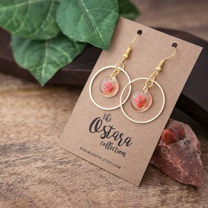 SAKURA flower earrings gold necklace resin earrings pressed image 6