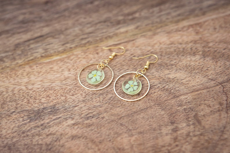 SAKURA flower earrings gold necklace resin earrings pressed image 2