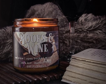 Books & Wine Soy Candle | Bookish and Fandom Soy Candles