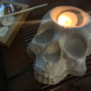 Concrete Skull Tea-Light Holder