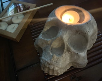 Concrete Skull Tea-Light Holder