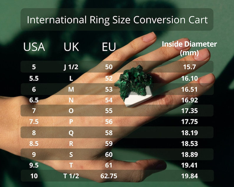 Ready to Ship Natural Raw Deep Green Malachite Ring Large Rough Malachite Crystal Concrete Jewelry Cocktail Modern Contemporary Ring