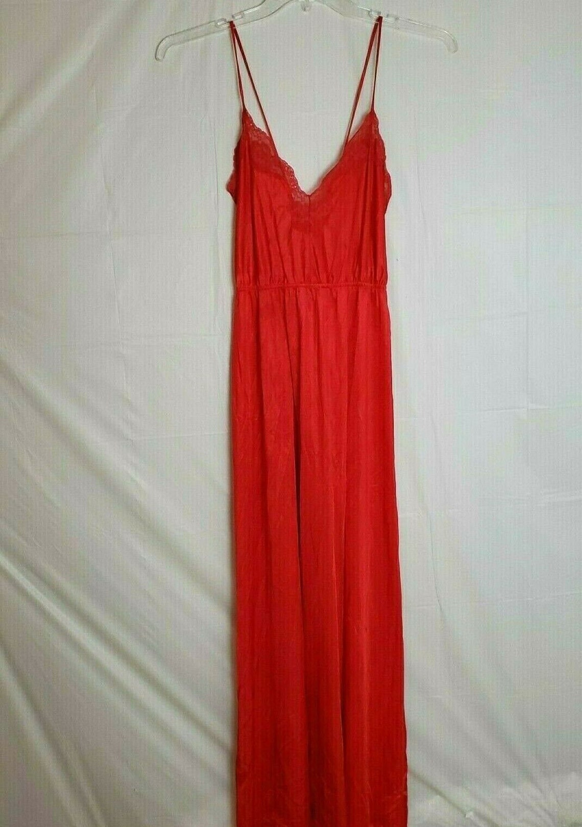 Vintage Medium 12/14 70s Sears Lace Nylon Long Red Slip | Etsy