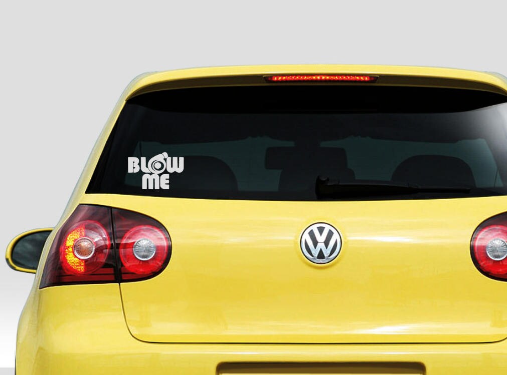 thumbnail interactive-video image 1 of Red 'Blow Me Turbo' Decal Vinyl – JDM Import Tuner Sticker 6x4 Inches 1 of 6